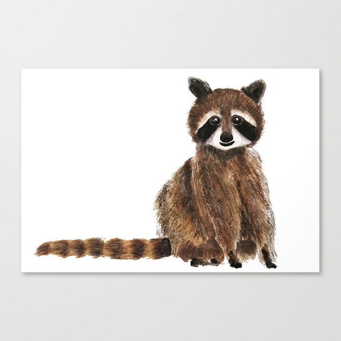 700x700 Baby Raccoon Watercolor Canvas Print By Colorandcolor Society6
