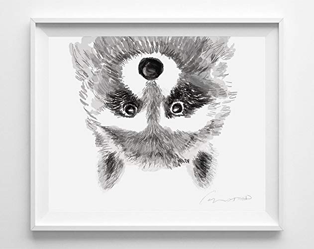 631x500 Raccoon Watercolor Painting Handmade