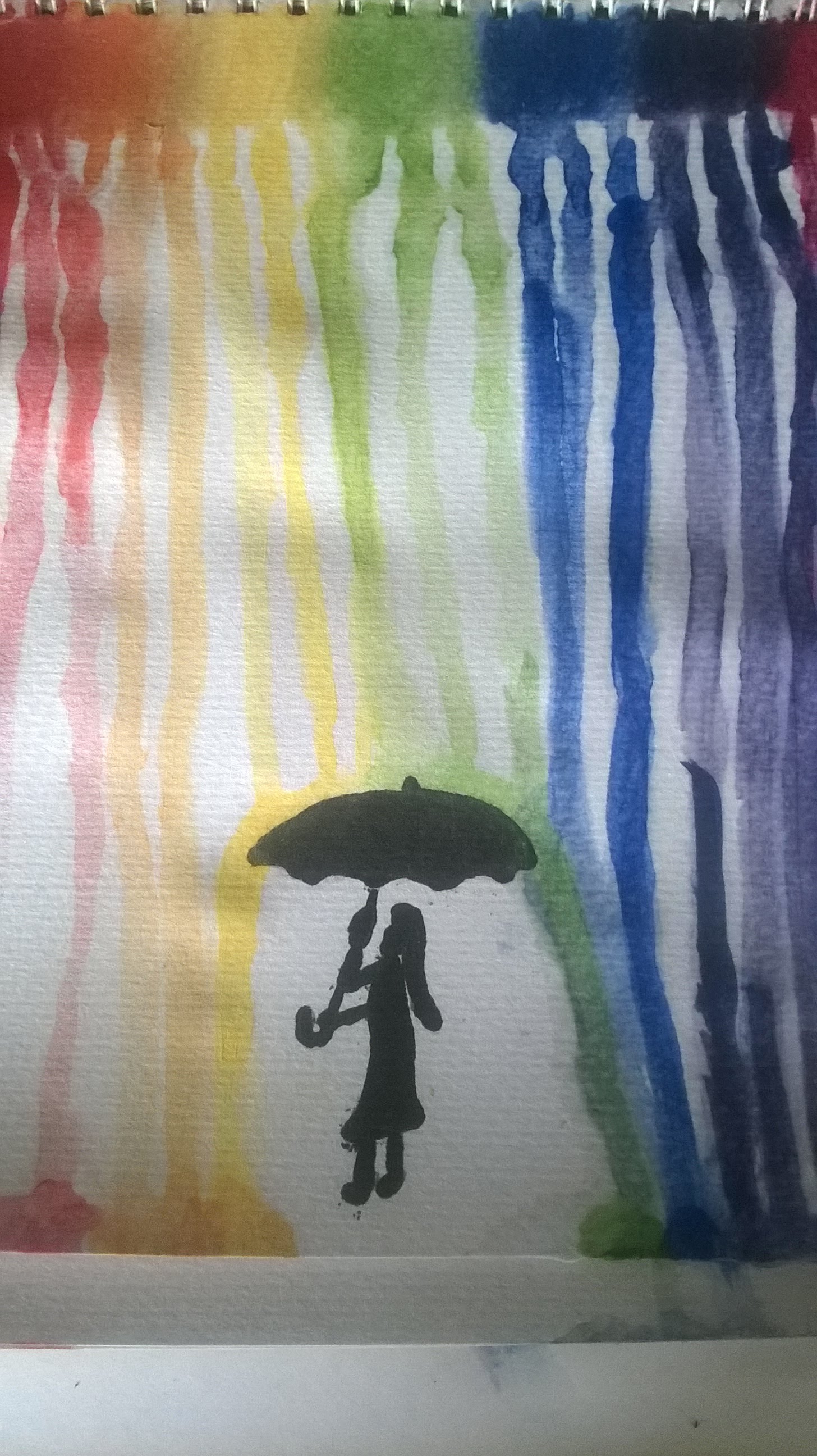 1456x2592 Rainbow Rain Watercolour Painting!