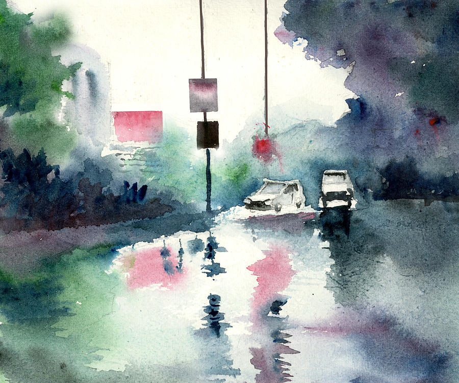 900x751 Rainy Day Painting By Anil Nene