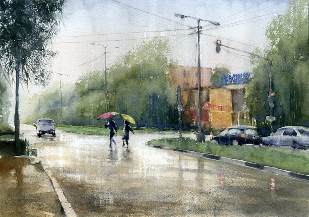1024x720 A Super Quick And Easy Way To Paint Rain In Watercolor