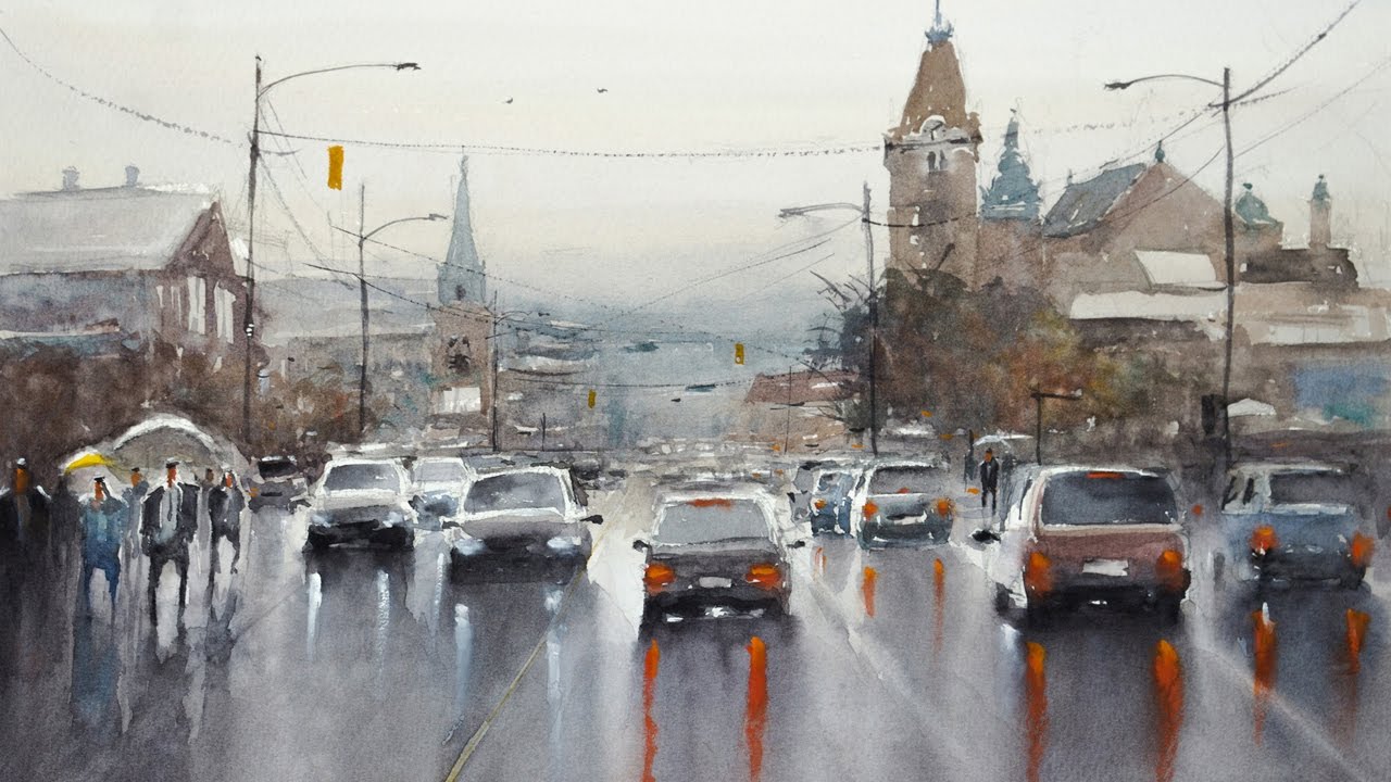 1280x720 Watercolor Scenery Painting Demo