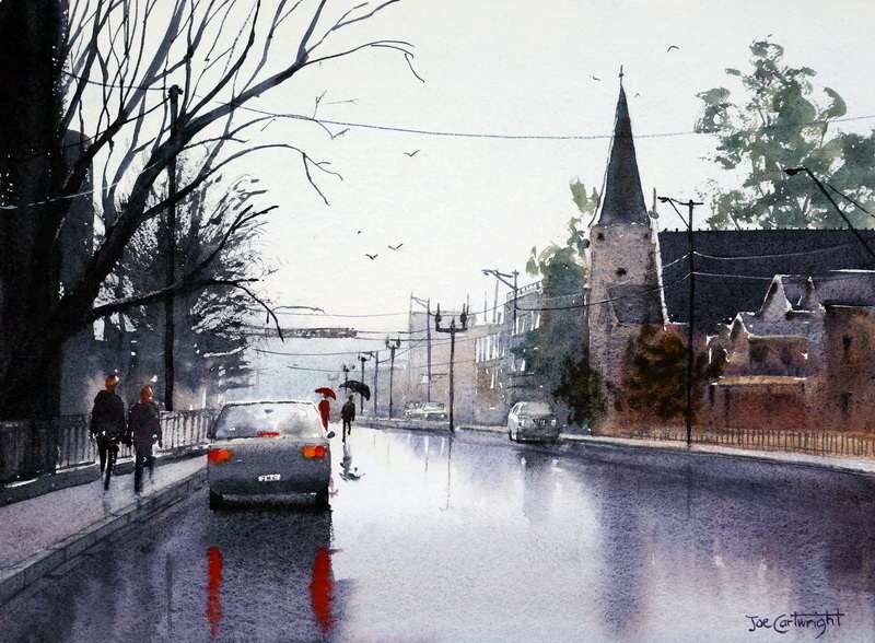 800x588 Wet Street Painting With Reflections