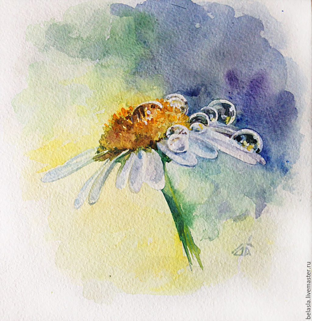 1024x1056 Watercolor Daisy After The Rain Shop Online On Livemaster With