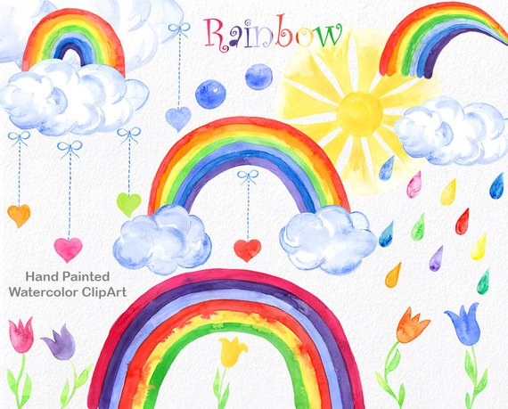 570x459 Rainbow Watercolor Clipart Commercial Use Hand Painted High Etsy