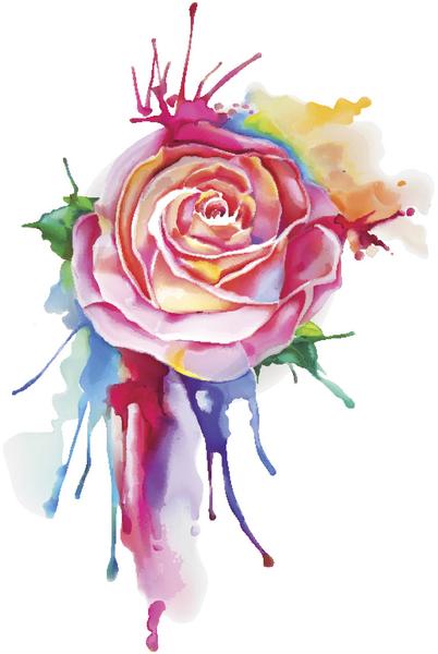 402x600 Rainbow Watercolor Paint Splatter Pink Rose Vinyl Decal Sticker