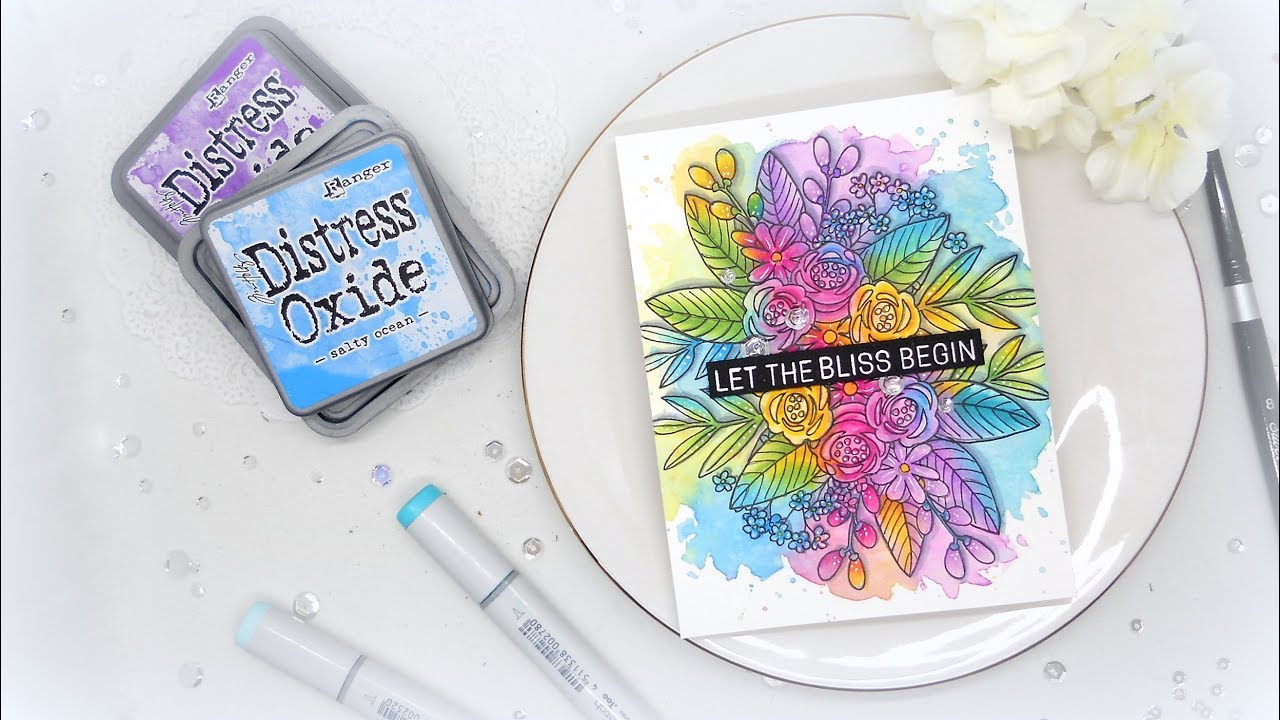 1280x720 Floral Stamps With A Rainbow Watercolor Background