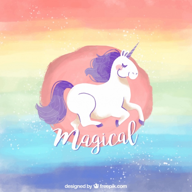 626x626 Rainbow Watercolor Background With Unicorn Vector Free Download