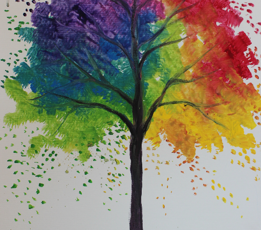 510x450 Rainbow Tree Painting Party Video