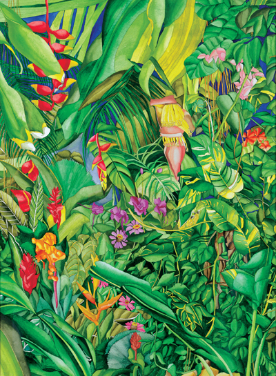 400x545 Ruth Daniels Tropical Garden Paradise Ink Amp Watercolor Art