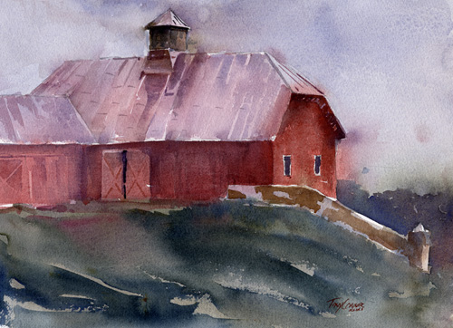 500x362 Olana Farm On A Rainy Day Original En Plein Air Watercolor