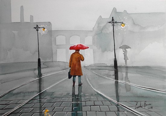 550x385 Rainy Day Watercolour Painting Posters By Gordonbruce Redbubble
