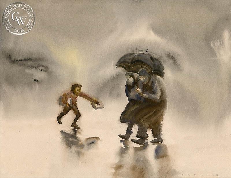 800x615 Rainy Day, Art By Elmer Plummer California Watercolor