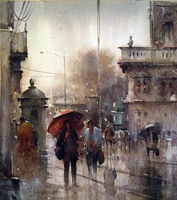 568x640 Watercolor, Rainy Day In Belgrade By Dusan Djukaric Paintings