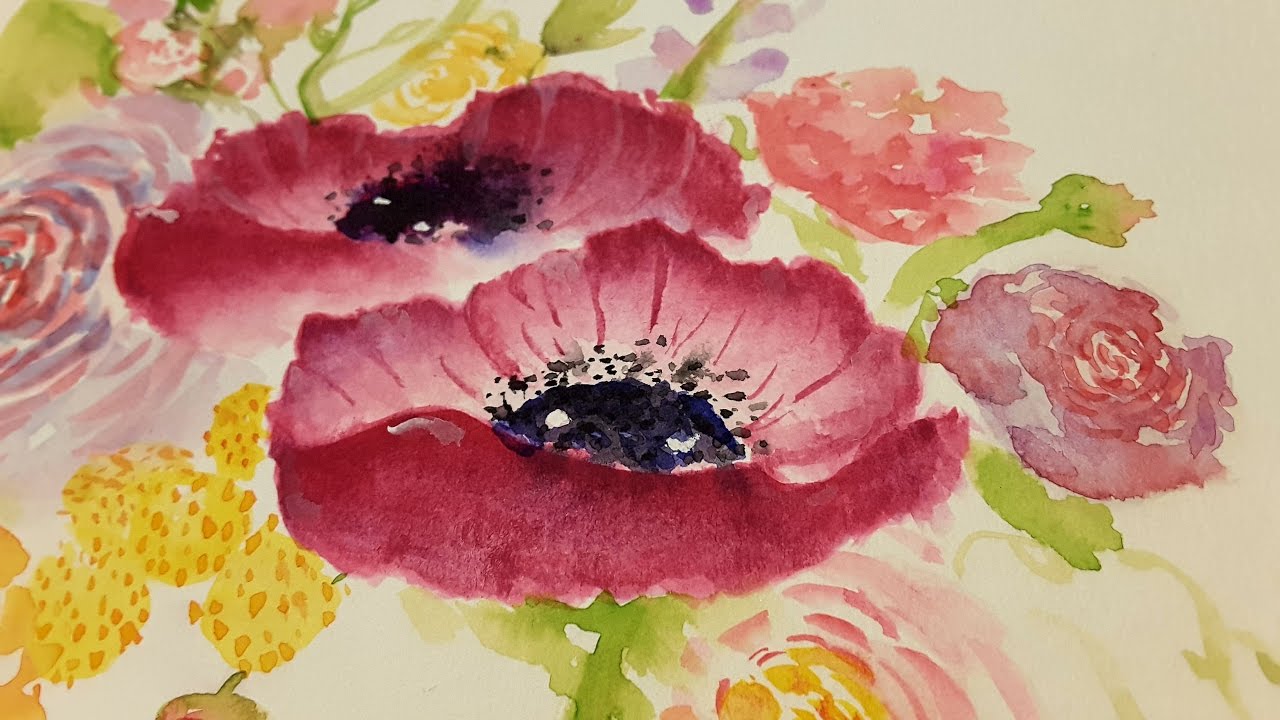 1280x720 Watercolor Anemone And Ranunculus Inspired Flowers