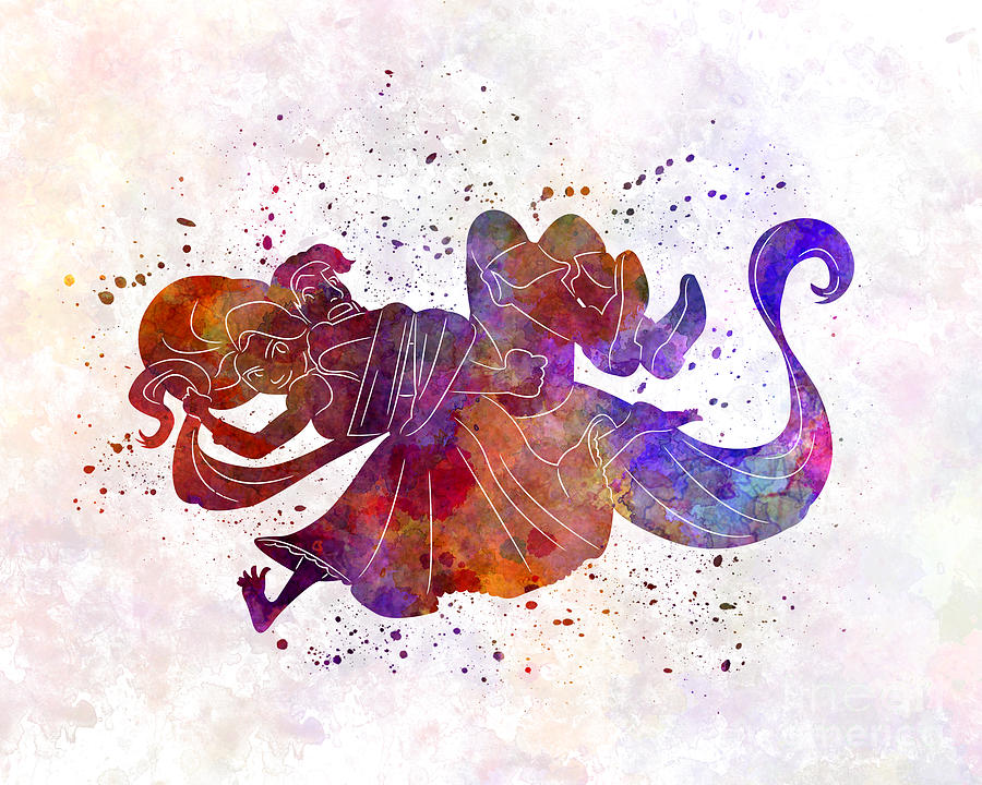 900x720 Rapunzel And Partner 01 In Watercolor Painting By Pablo Romero