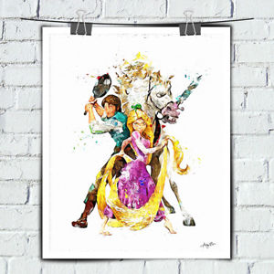 300x300 Rapunzel Watercolor Painting Canvas Art Hd Print Disney Bedroom