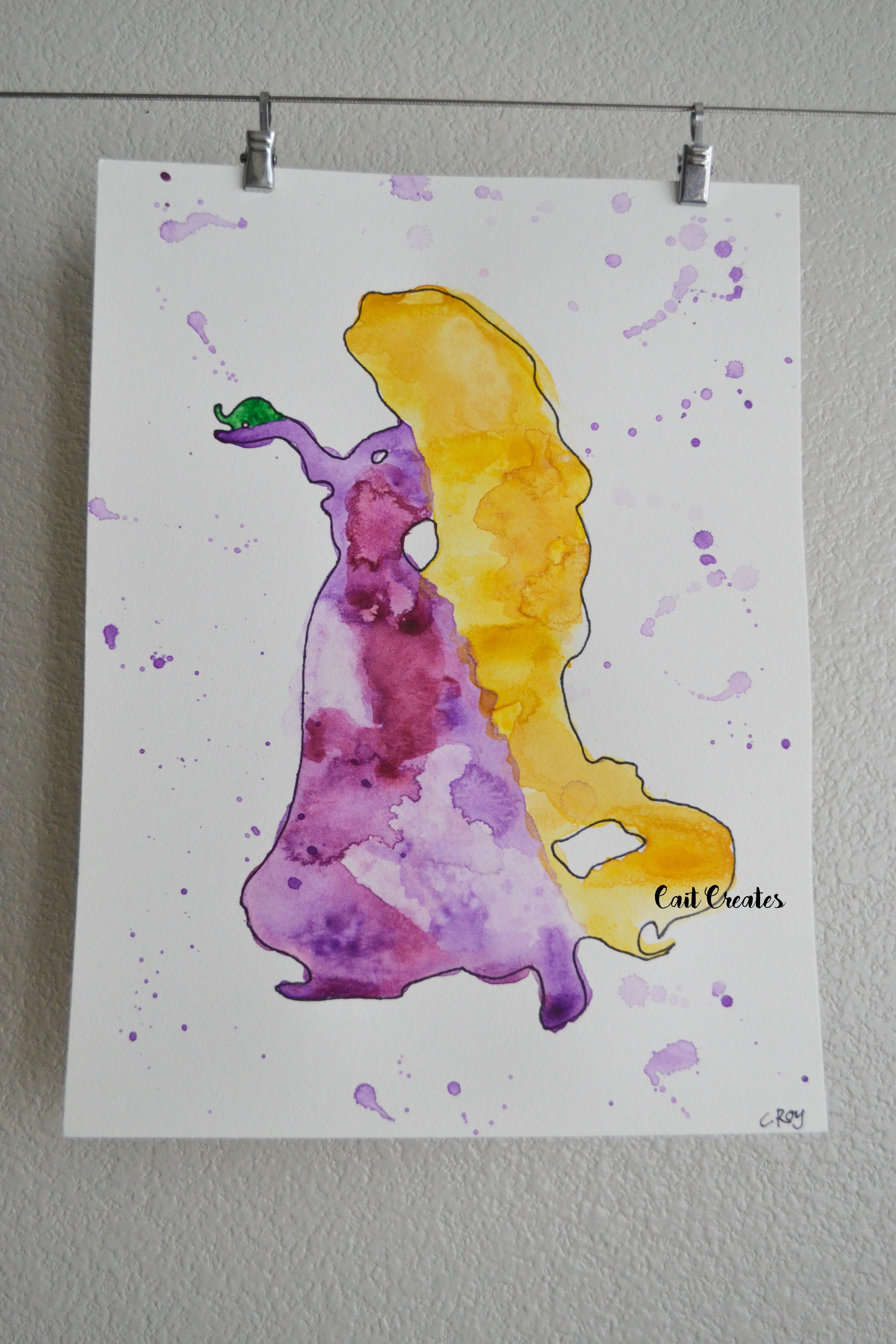 3072x4608 Rapunzel Watercolor Silhouette Watercolor Rapunzel