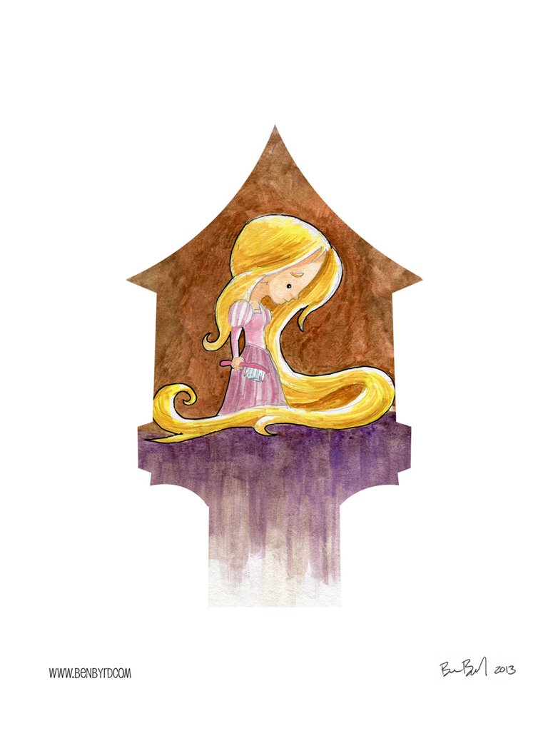 768x1024 Rapunzel Watercolor Ben Byrd Art