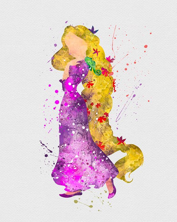 576x720 Tangled Rapunzel 3 Watercolor Art Print Disney