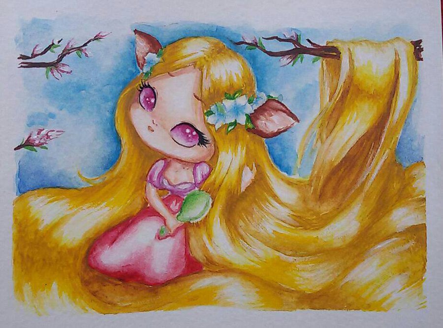 900x667 Rapunzel Watercolor By Moraspina