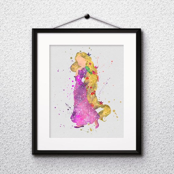 570x570 Princess Rapunzel Watercolor Print Rapunzel Disney Art Etsy