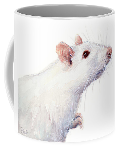 479x600 White Albino Rat Watercolor Coffee Mug For Sale By Olga Shvartsur
