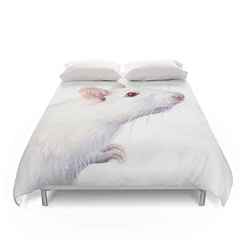 355x355 Society6 White Rat Watercolor Albino Rat Duvet Covers