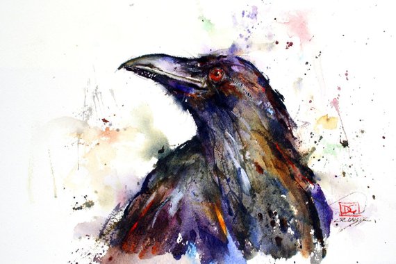 570x380 Raven Watercolor Bird Art Print By Dean Crouser Etsy