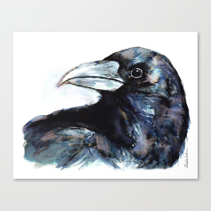 700x700 Raven, Watercolor Canvas Print By Kendrashedenhelm Society6
