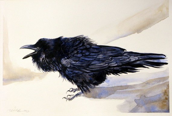 570x386 Raven Print Raven Art Prints Of Raven Watercolor Raven Prints Etsy