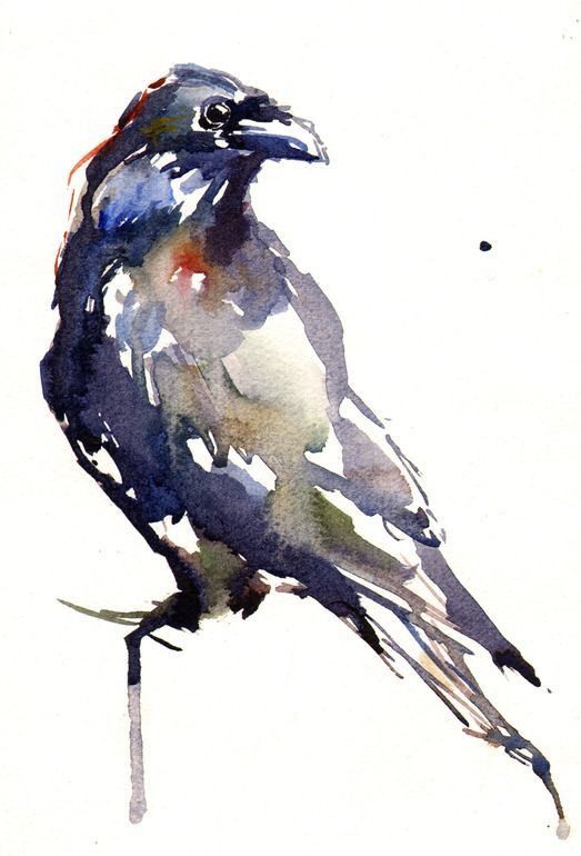 523x770 Saatchi Online Artist Lucy Newton Watercolor, Painting Raven