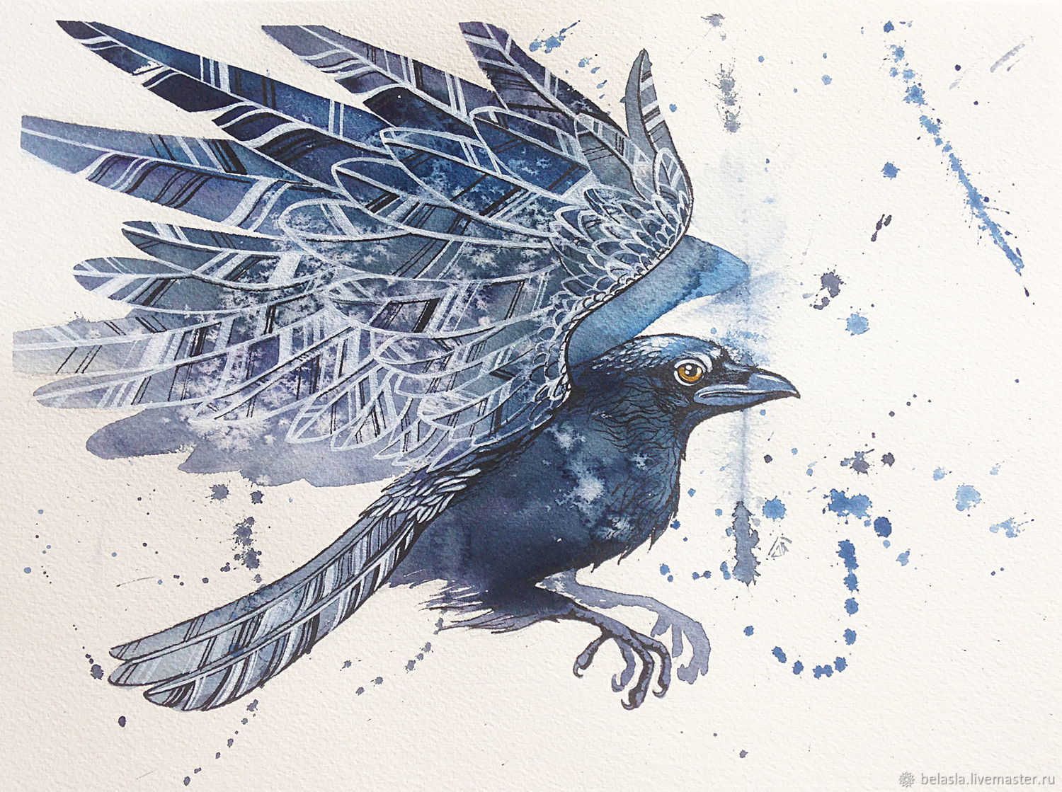 1500x1119 Watercolor Painting, Space Raven Shop Online On Livemaster With