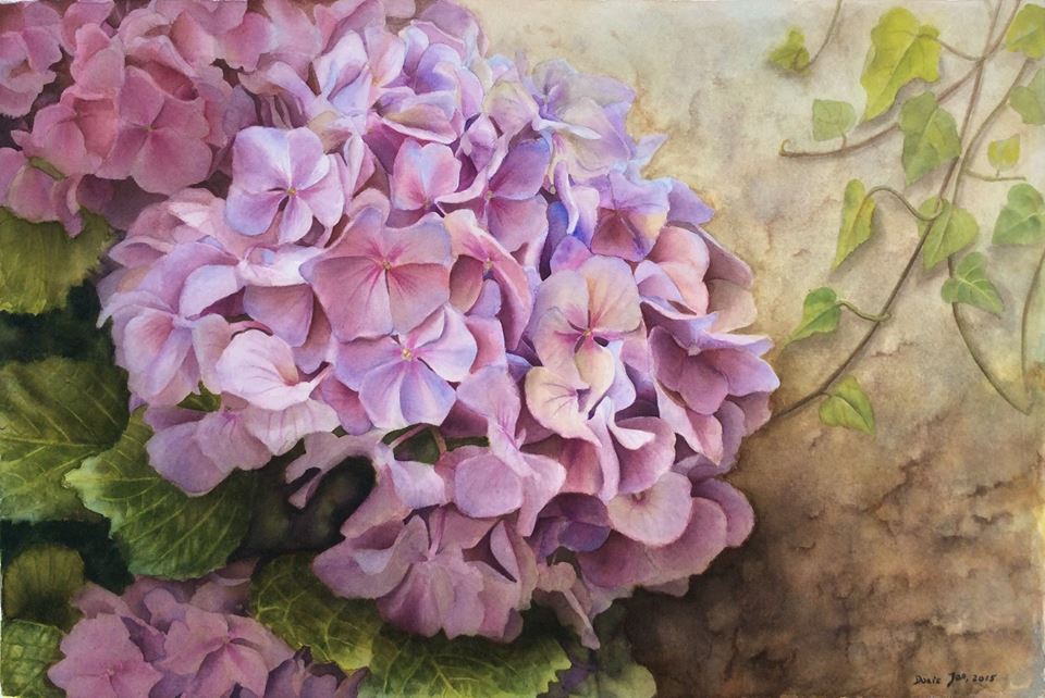 960x642 Realistic Hydrangea With Ivy Watercolor Amp Oil Paintings Of Roses