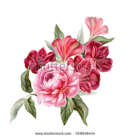 450x470 Wedding Flower Pictures Photos Bouquet Peony Watercolor Realistic