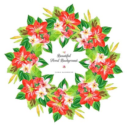 416x416 Hawaiian Wreath With Realistic Watercolor Premium Clipart
