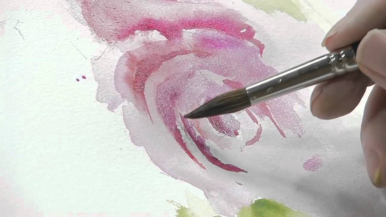 1280x720 How To Paint A Red Flower With Green Leaves Using Watercolors
