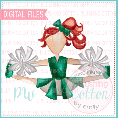 500x500 Cheerleader Green And White With Red Hair Watercolor Png Bcpw