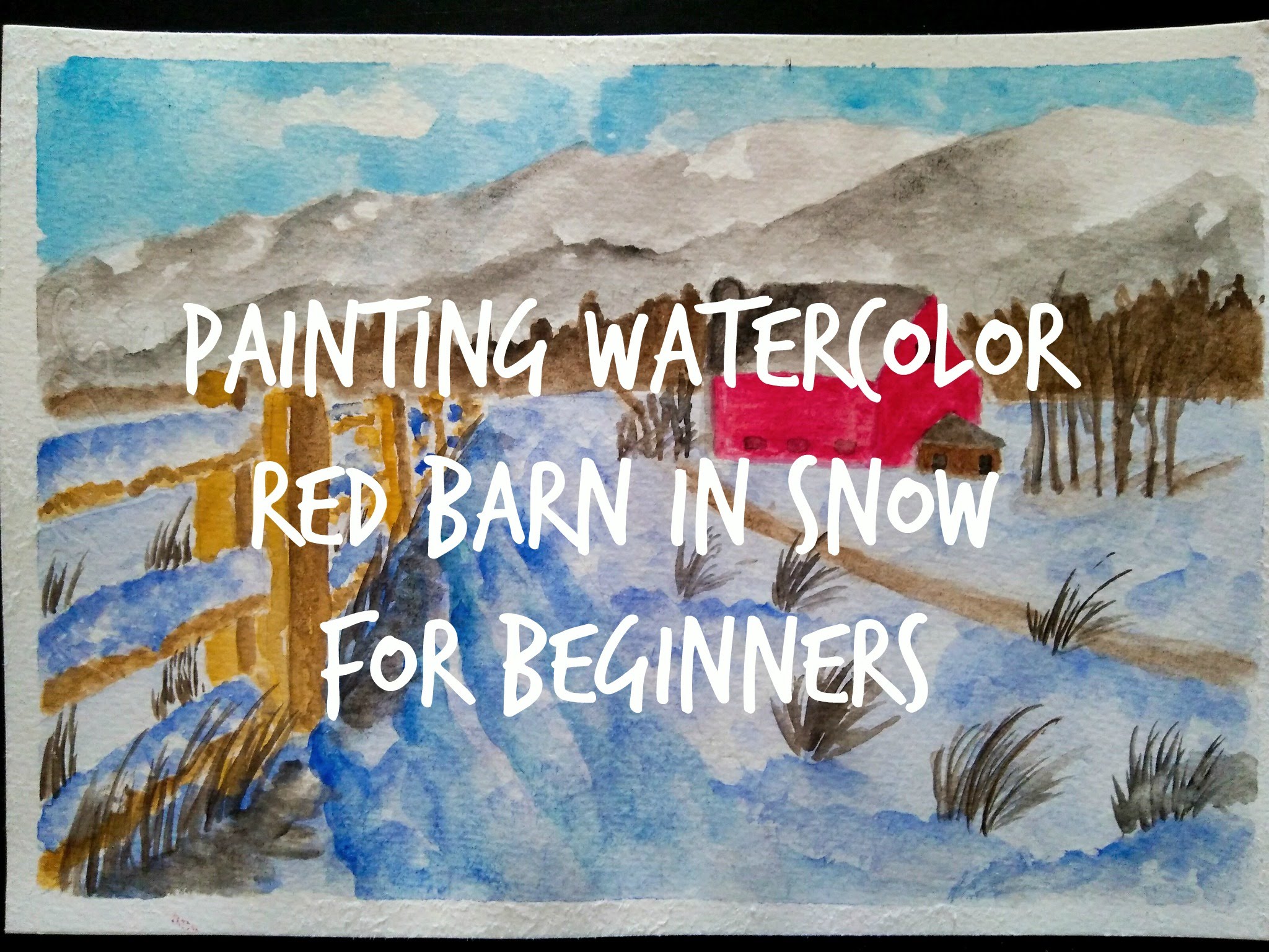 2048x1536 Painting Watercolor Red Barn In Snow For Beginners