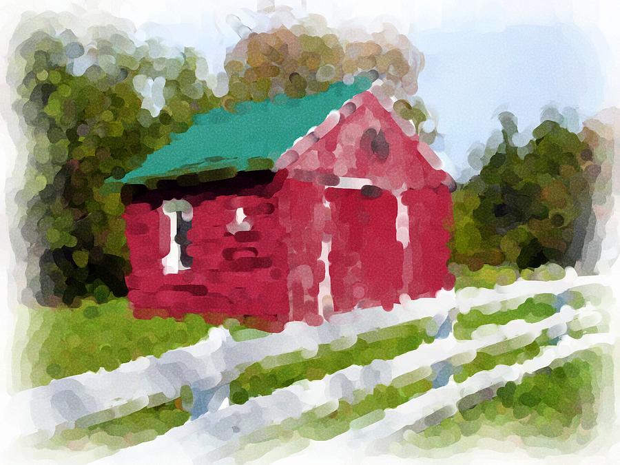 900x675 Red Barn Vermont Watercolor Photograph By Ralph Liebstein