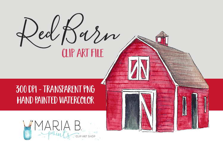 750x500 Red Barn Watercolor Clip Art Png