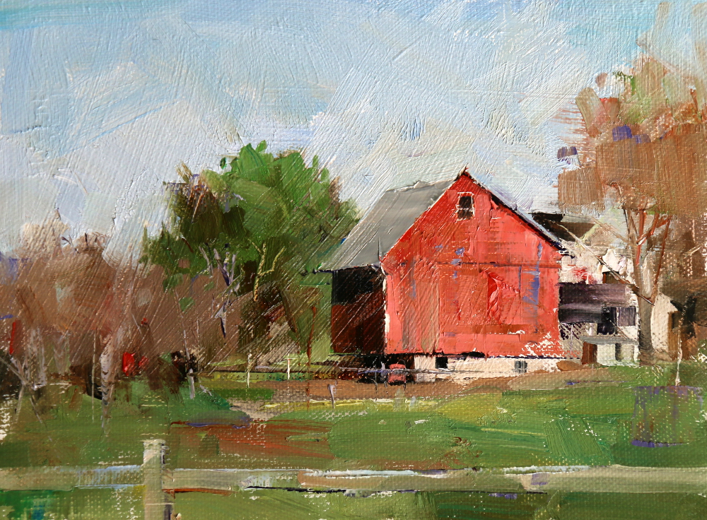 1000x736 Qiang Huang, A Daily Painter Red Barn In Lancaster Pa