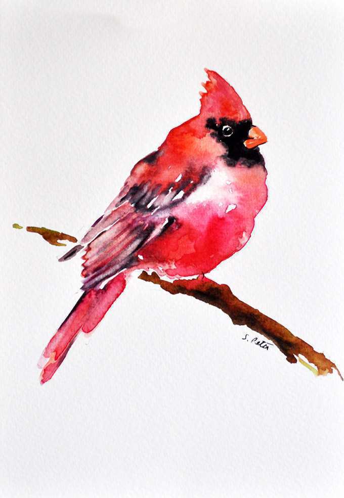 680x985 Red Bird Painting Fresh Original Watercolor Bird Painting Red