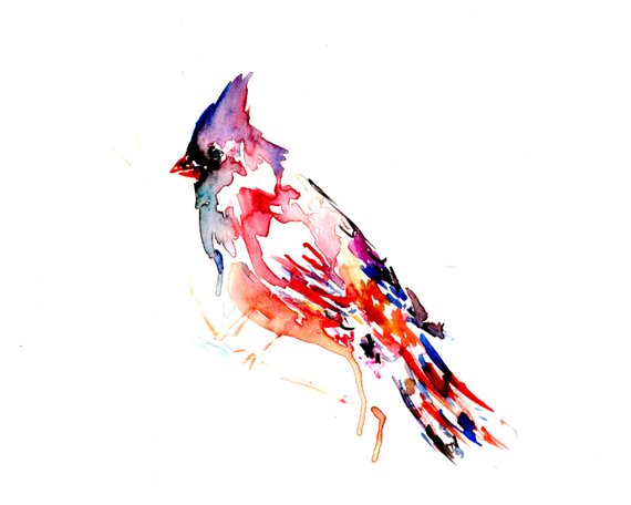 570x456 Cardinal Watercolor Painting Watercolor Print Of Bird Etsy