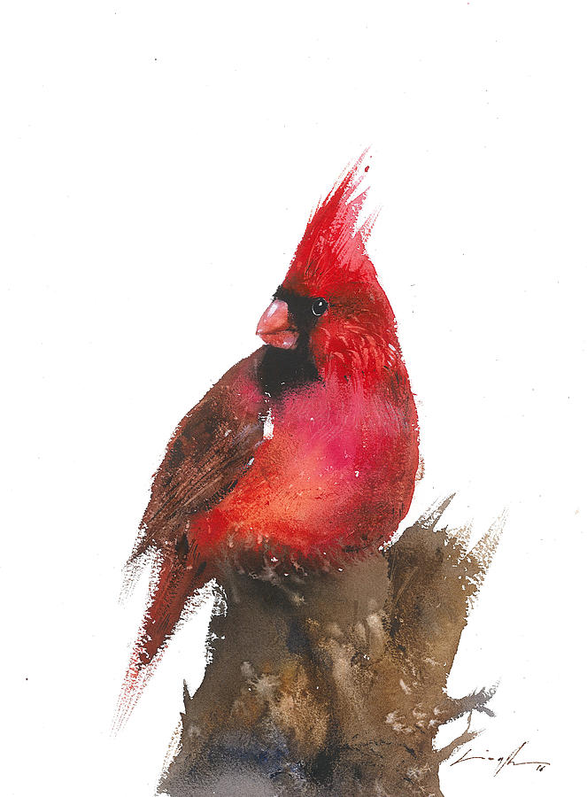 663x900 Christmas Bird Red Cardinal Painting By Nitin Singh