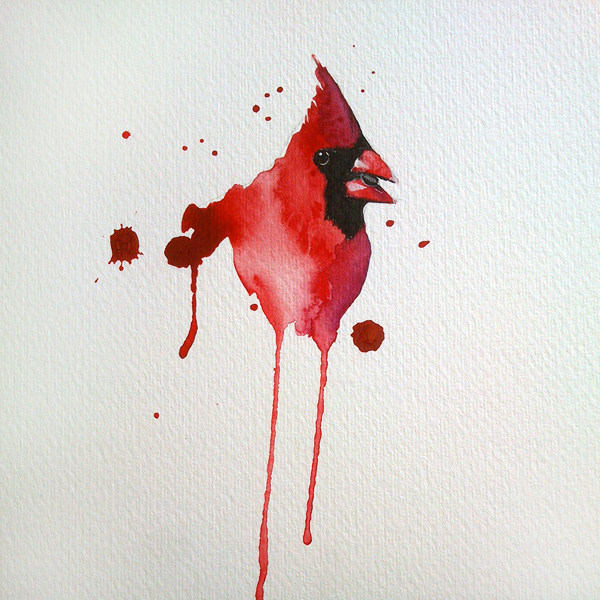 600x600 Red Cardinal Watercolor By Excentric