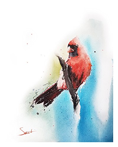400x500 Red Cardinal Watercolor Print Handmade