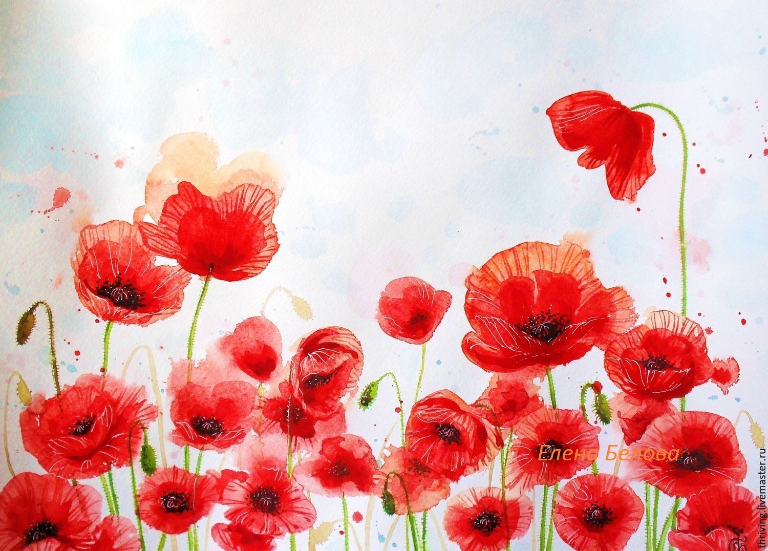1500x1076 Painting Poppies Flowers For Interior Living Room Bedroom Red