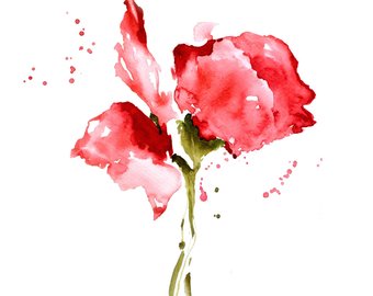 340x270 Red Flower Painting Etsy