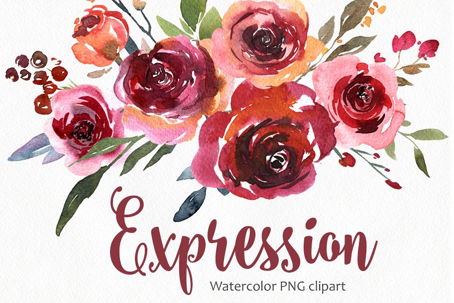 912x608 Vintage Watercolor Red Vinous Roses Collection